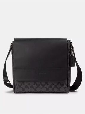 Coach Black Houston Map Signature Canvas Messenger Bag